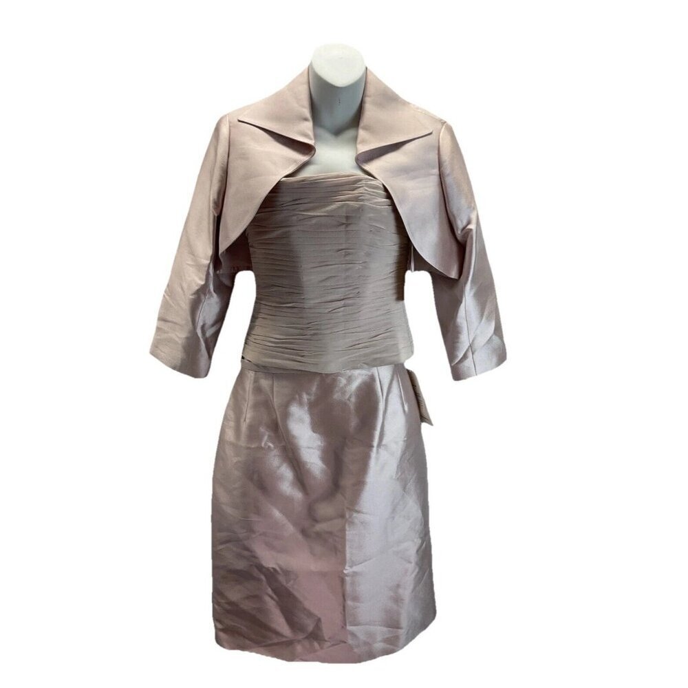 NEW TERI JON BY RICKIE FREEMAN 3 piece Skirt suit pale pink size 8/10 formal